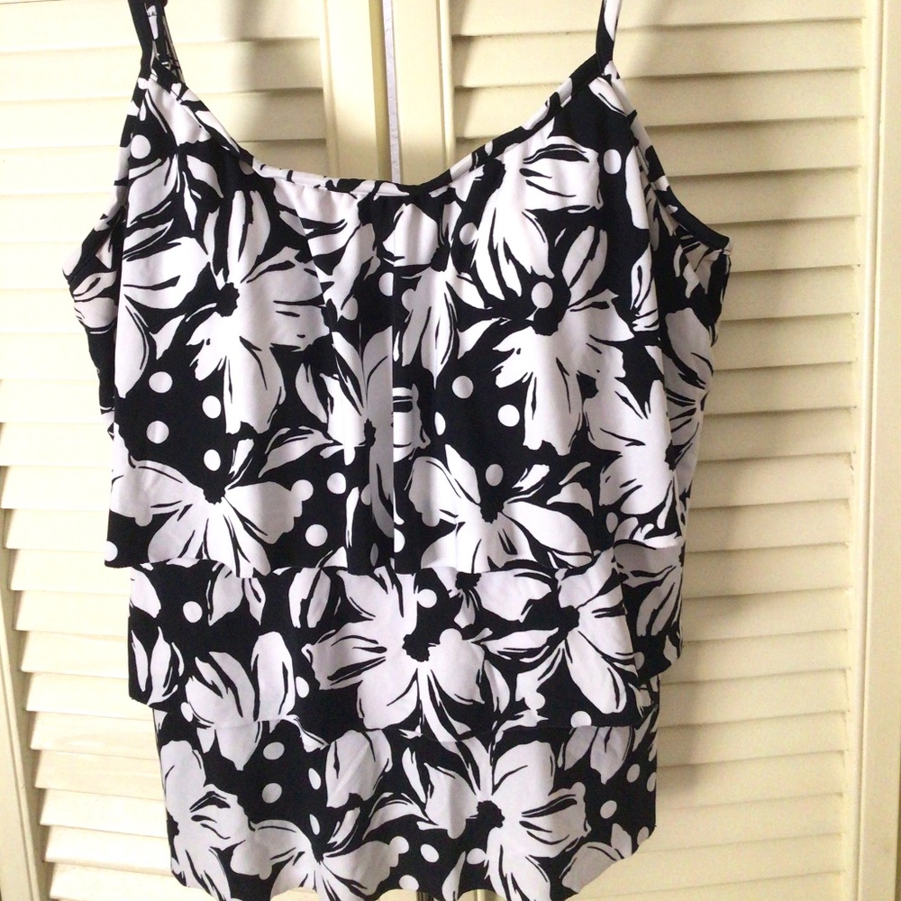 Tankini swim top with 3 ruffles in size 14.